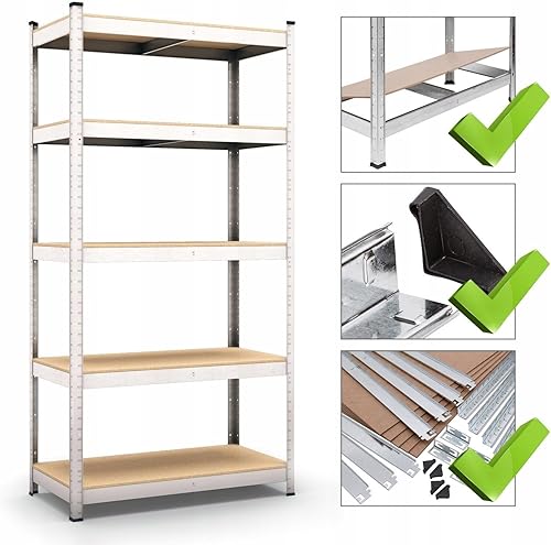SMART REGALY - Scaffalatura per carichi pesanti 160 alti - Scaffale industriale 80 cm di larghezza - Scaffale per cantina 40 cm di profondità - Mensola per esterni - Scaffale per carichi zincati - Honorern