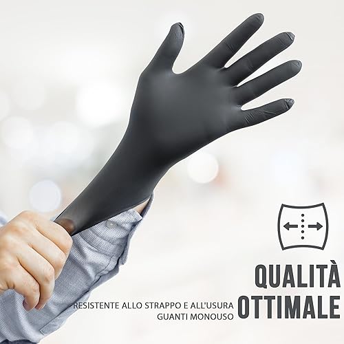 Guanti in nitrile L nero, 100 pezzi| guanti nitrile| guanti| guanti monouso| guanti nitrile l| guanti l| guanti in nitrile, senza lattice - Honorern