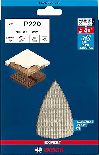 Bosch Professional 10x Abrasivi a Rete Expert M480 per Legno Duro, Vernice su Legno, 100x150 mm, Grana 240, Accessorio Levigatrice Palmare - Honorern