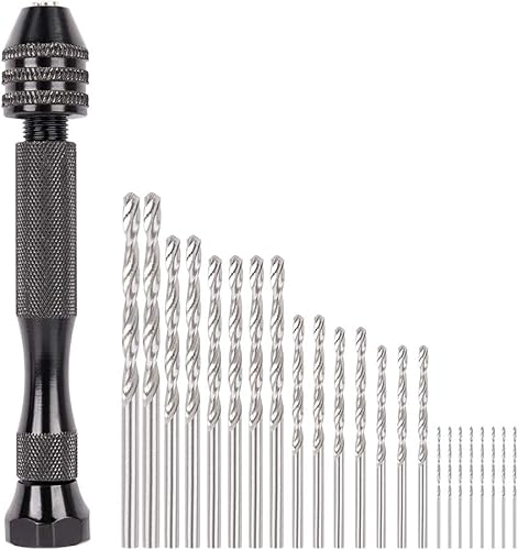 Maexus Twist Drill Bits, set di punte per trapano a mano per la lavorazione del legno, per la resina, gioielli, noce, ambra, cera d'api, dado d'oliva (26 pezzi) - Honorern