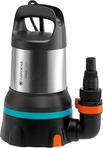 GARDENA Pompa sommersa acqua pulita 11000. Aquasensor: pompa drenaggio con l’innovativo Aquasensor, portata max. 11000 l/h, aspirazione piatta a 1 mm, sistema attacco rapido, 450 W (09034-20) - Honorern