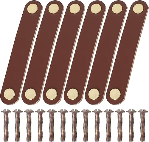 Maniglie in Pelle per Mobili, 6 Pz Maniglie Mobili in Pelle, Maniglie per Armadi, Cinghie in Pelle, Maniglie per Mobili e Pomelli per Armadi, per Cassetti, Mobili, Armadi da Cucina - Honorern