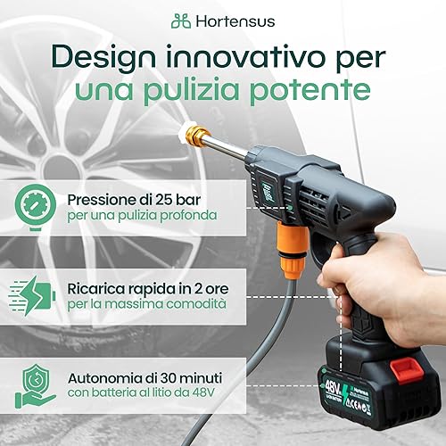 Mini Idropulitrice – Pistola Idropulitrice Portatile Senza Fili con Batteria e Accessori – Idropulitrice Compatta per Auto, Terrazza e Giardino - Honorern