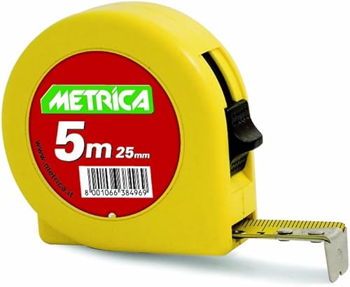 38496 - Flessometro tascabile da 5 m con cassa in ABS, colore: Giallo - Honorern