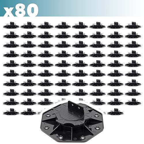 Set 80 Supporti per Pavimenti galleggianti, Altezza Regolabile 18-25mm Max 2700 kg, Piedini per Decking - Honorern