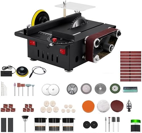 Mini sega da tavolo Kit levigatrice a nastro 2 in 1 in miniatura portatile multifunzionale 30 mm di profondità rettificatrice da tavolo fai da te (200 W) - Honorern
