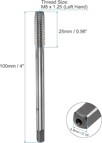 Maschio per Filettatura Metrica M10 x 1.5 H2 a Sinistra 130mm Strumento di Riparazione per Fresatura di Filettature per Flauto Dritto Extra Lungo - Honorern