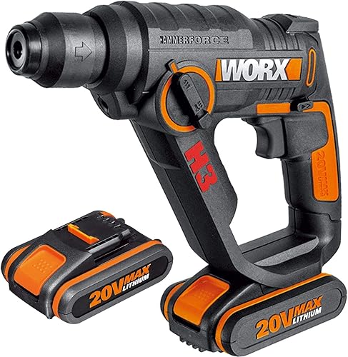 WORX WX390.1 H3 Martello Pneumatico, Trapano e Avvitatore 20V - 2 Batterie da 20V da 2,0Ah Li-Ion - Honorern
