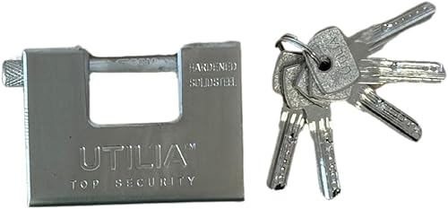 LUCCHETTO UTILIA ANTISCASSO CORAZZATO ACCIAIO DA 94MM 5 CHIAVI PUNZONATE - Honorern