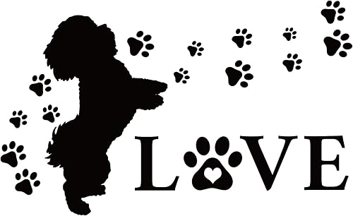 Adesivi Murali Dog Paw Print Love Vinyl Adesivi Da Parete Lettering InteressanteAdesivo Muro Decorativo per Amante Dei Cani Soggiorno Camera Da Letto Stickers Murali Decorazion 54x34cm - Honorern