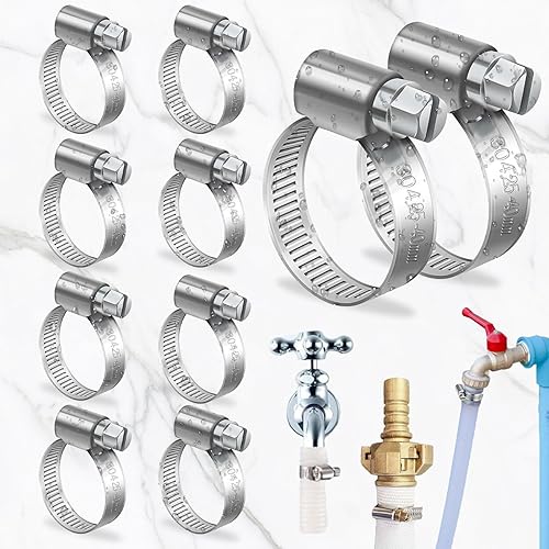 Weploda 10 Pezzi Fascette Stringitubo Regolabile 25-40 mm Acciaio Inox 304, Fascetta Morsetto Stringitubo, Metalliche Fascette a Vite, Fascette Stringitubo a Vite, per Tubi Gas, Acqua, Condotti - Honorern