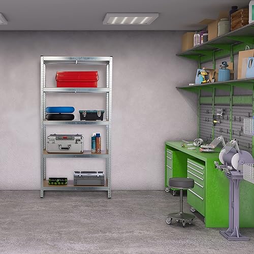 Relaxdays Scaffale in Metallo, 875kg di Capacità di Carico, 180x90x40 cm, Scaffalatura Alta Portata, 5 Ripiani, Argento - Honorern