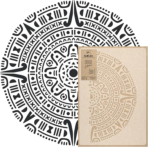 Riutilizzabile stencil da parete in plastica // MANDALA AZTECA //Art Craft Mylar template (Diametro 39cm) - Honorern