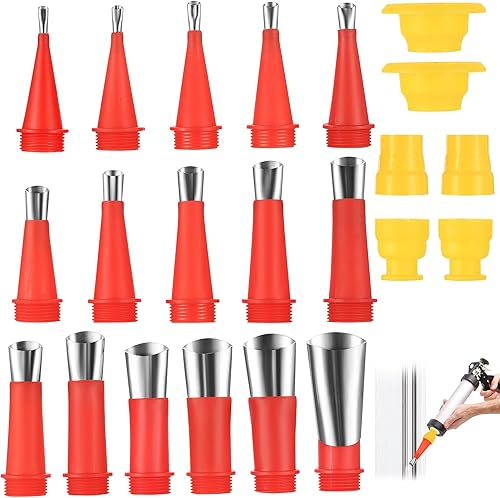 Set di 22 ugelli in acciaio inox, ugelli in silicone, punte per cartucce, finisher per guarnizioni, un set di ugelli in acciaio inox monoblocco, silicone per sigillare ugelli, ugello in gomma - Honorern