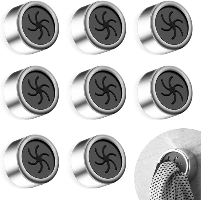 porta asciugamani senza foratura, porta asciugamani bagno 8 pezzi, gancio asciugamano Morsetto rotondo per bagno cucina e corridoio - Honorern