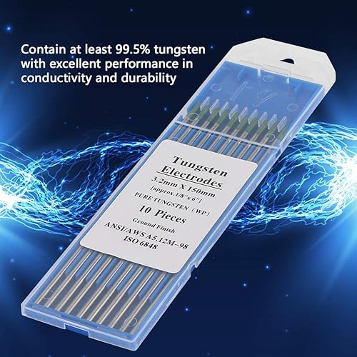 Elettrodi di tungsteno puro, Tig Stick per elettrodi di tungsteno puro, 0 pezzi 1.0/1.6/2.0/2.4/3.2 mm Barra di punta verde WP professionale, per saldatrice WP AC (1,0 mm * 150 mm) - Honorern
