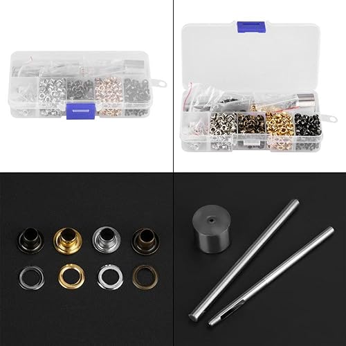 Set occhielli, 4 colori plain occhielli e rondelle occhielli rivetti artigianali con 3 pezzi di strumenti di installazione panno che fa riparare i materiali per la decorazione(3mm x 420pcs) - Honorern