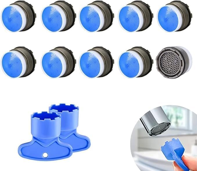 Aeratore per Rubinetto Confezione da 10 filtri per Rubinetto lavello Aeratore con 2 tasti per Aeratore Risparmio Idrico filtro Antispruzzo Aeratore per Rubinetto per Bagno Cucina (16.5mm) - Honorern