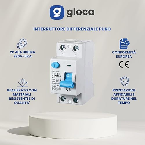 Interruttore Differenziale Puro Salvavita 2P 40A 300mA 220V-6KA 2 Moduli DIN - Honorern