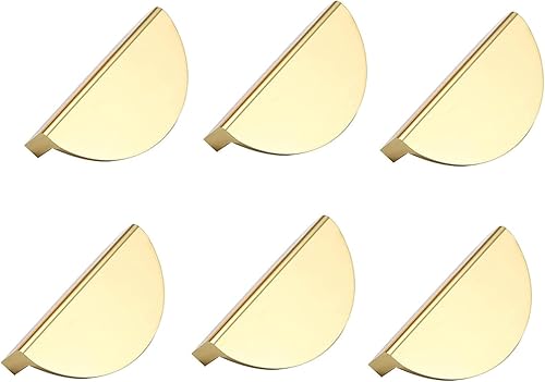 6 maniglie per mobili dorate a mezzaluna, in alluminio, moderne, per cucina/ufficio, comodino, cassettiera, armadi, 6 pezzi - Honorern