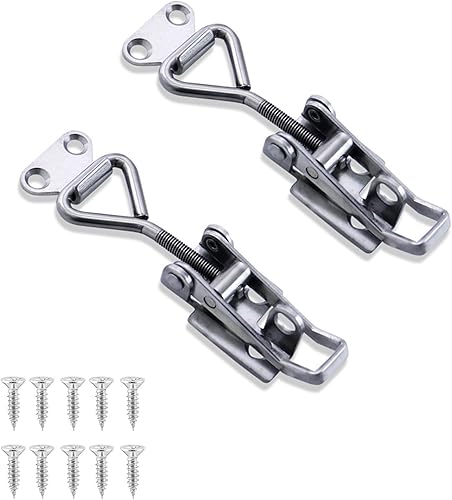 2 Pezzi Chiusura a Leva Regolabile in Acciaio, Morsetto a Levetta Rapido Morsetti a Ginocchiera Toggle Morsetto Piccola con Vite di Montaggio per Scatole, Armadietti, Cassetti, Porte e Finestre - Honorern