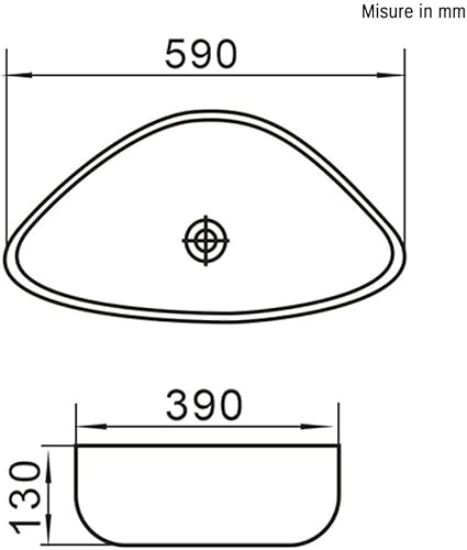 Lavandino da Appoggio in Ceramica Bianco, 59 x 39 x h.13, Finitura Lucida designa Goccia - Honorern