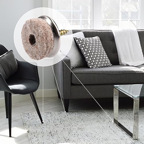 Navaris 20x Feltrini tondi con vite - Piedini in feltro rotondi nichelati con bordo in metallo 20mm da avvitare - Protezione sedie mobili e pavimenti - Honorern