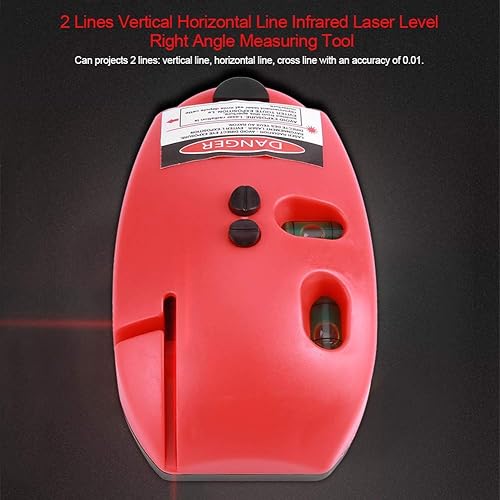 Livello laser a infrarossi, 2 linee orizzontali verticali linea laser a infrarossi livello strumento di misurazione ad angolo retto per l'installazione di scaffali, posa di pavimenti(rosso) - Honorern
