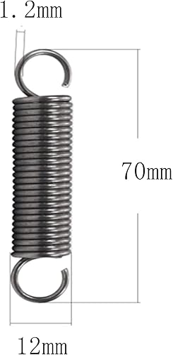 2 Pezzi Estensione Molla 1.2 x 12 x 240 mm, Filo Diametro 1.2 mm, OD 12 mm, Libero Lunghezza 240 mm, Molla Acciaio Molla a trazione con Doppio Gancio - Honorern