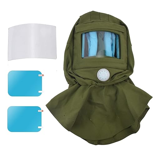 Cappellino con sabbiatura e maschera anti-vento, anti-sabbia/anti-polvere, in tela (set da 4 pezzi), colore: verde - Honorern