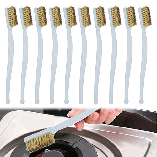 10 Pezzi Spazzola Acciaio & Ferro – Set Spazzole Metalliche per Pulizia Stampanti 3D, Porte, Finestre | Design Anti-Ruggine con Impugnatura Ergonomica e Filo Resistente,Polvere - Honorern
