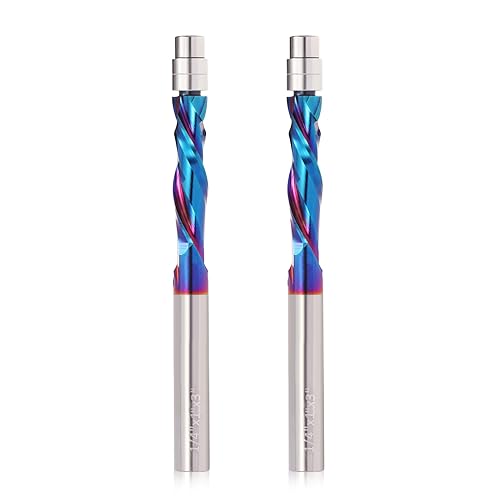 Set di 2 punte per fresa a spirale con gambo da 6,35 mm, con rivestimento nano, per rifiniture in legno, set da 2 pezzi - Honorern