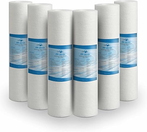 Bellerofonte Filtro Sedimenti 10 Pollici 25 Micron. Elimina Sabbia, Fango, Particelle di ruggine e impurità sospese fino a 25 Micron in Polipropilene 6 pezzi - Honorern