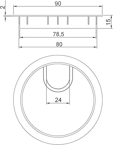 2 pezzo Passacavi nero opaco Dimensione di foratura Ø 80 mm Dimensione esterna Ø 90 mm Passacavi in metallo con guarnizione a spazzola - Honorern