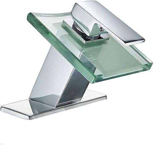 RGB LED Rubinetto di Vetro Elegante Cromata Cascata Bacino del Miscelatore e Bacino per Il Bagno Cucina - Honorern