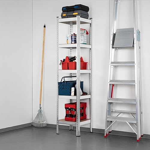 EASYmaxx Set di 2 scaffali per carichi pesanti, 40 x 40 x 180 cm, portata 875 kg, 175 kg per livello, scaffale e banco da lavoro, scaffale per cantina, garage, sala hobby, officina - Honorern