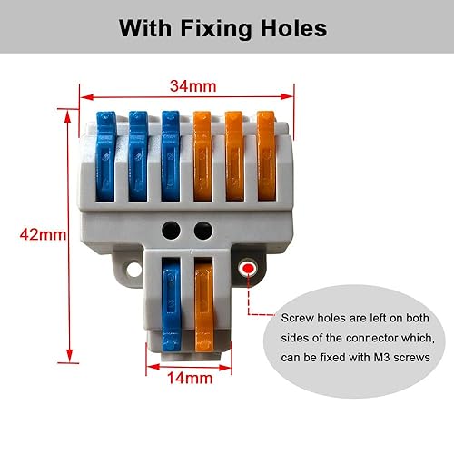 6 Pezzi KV426 Leva-Dado Cavo Connettore, 2 in 6 out Bilaterale Conduttore Compatto Connettore, Morsettiera Connettore Molla, Morsettiera Cavo Connettore Rapido - Honorern