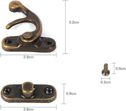 Serratura Antica, 12X Antique Sinistra/Destra Gancio a Scatto Hasp Chiusura Corno Cassetto Cerniera Armadietto con Viti Decorativo Gioielli Vino Scatola di Legno(right-Bronze) - Honorern