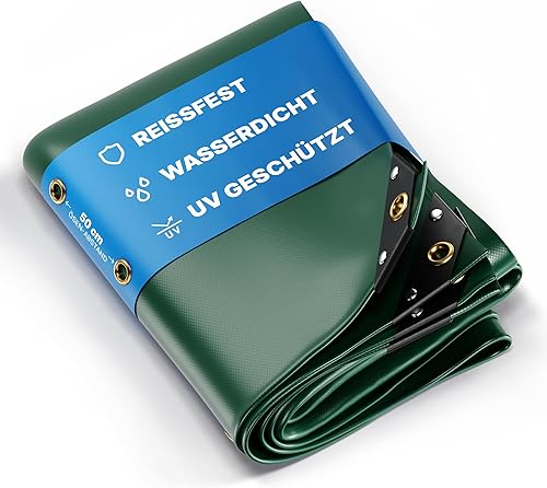 Telo di copertura verde 300 × 500 cm/15 m², con occhielli, 650 g/m², in PVC, impermeabile, antistrappo, telo di alta qualità, telo protettivo, telo in tessuto, universale per camion, piscina, legno, - Honorern