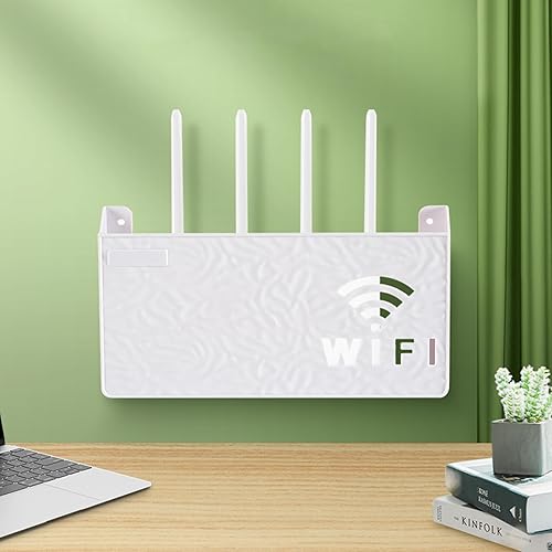 Porta Modem da Parete - Scaffale Router Wifi da Parete Nascondere le Prese Organizer da Parete per Nascondere il Router e Mettere in Ordine i Suoi Cavi - Honorern