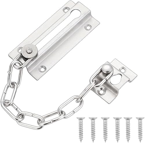 Catene di sicurezza per porte, Catena per porta in acciaio inossidabile da 1 pezzo con catena di protezione antifurto per catena di sicurezza per porta anteriore a 6 viti - Honorern