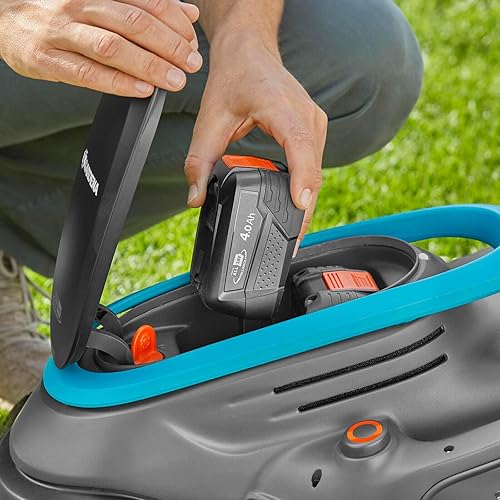 Gardena Rasaerba a batteria PowerMax 37/36V P4A Set pronto all’uso: fino a 350 m², larghezza taglio 37 cm, capacità 45 l, regol. centrale altezza taglio, motore PowerPlus modalità Eco (14638-20) - Honorern