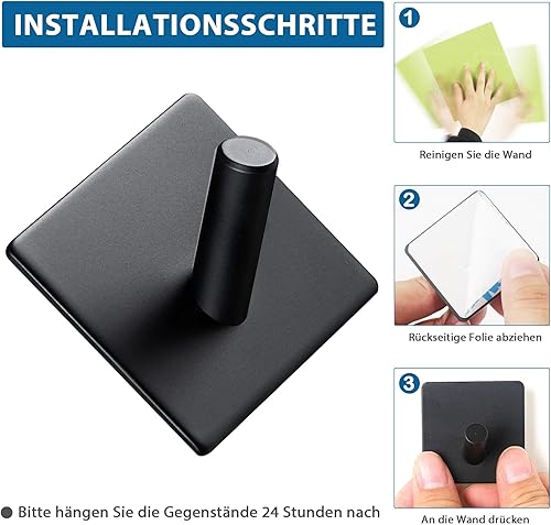 JOYIT Portasciugamani senza foratura, 3 ganci adesivi neri autoadesivi, ganci adesivi extra forti per bagno e cucina - Honorern