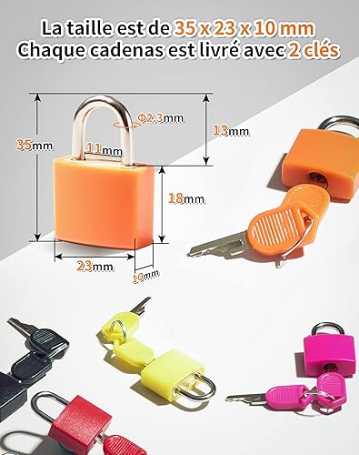 LAOYE 8 Pezzi Lucchetto a Chiave con Mini Lucchetto per Bagagli con 2 Chiavi Lucchetto da Viaggio Serrature per Zaino, Armadietti, Valigia Aereo, Vetrina Bagagli - Honorern