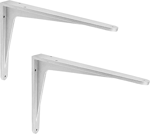 Sparta - Consolle per carichi pesanti, in alluminio color argento opaco, 2 pezzi, angoli di carico pesanti per il montaggio a parete, per console angolare: 190 x 165 x 32 mm, portata: 180kg - Honorern