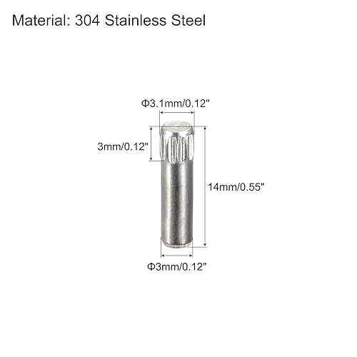 3,1x14mm 304 Spine in Acciaio Inossidabile, 60pz Spina a Testa Scanalata con Estremità Piana, Spina Cilindrica Posizionamento Supporto Letto Scaffale Elementi Fissaggio Ripiani - Honorern
