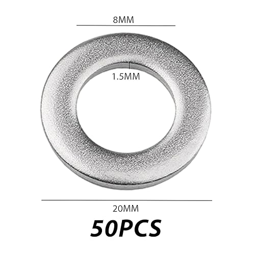 50 rondelle M8 X 20 Mm rondelle in acciaio inox, rondelle a vite in acciaio inox, rondelle in acciaio inox - Honorern