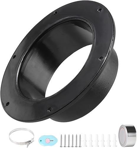 Tubo di ventilazione nero ø100mm/4 pollici Flangia del connettore del condotto connettore della parete dell'PVC per il collegamento del condotto d'aria flangia del tubo diritto in plastica - Honorern