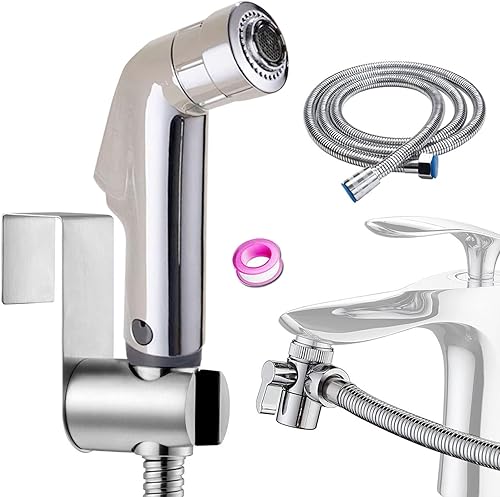 Bidet Portatile Kit Doccetta ，Spruzzatore per WC con doppia modalità, in ABS, con Deviatore 2 Vie, con Tubo 1,5m e Supporto - Honorern