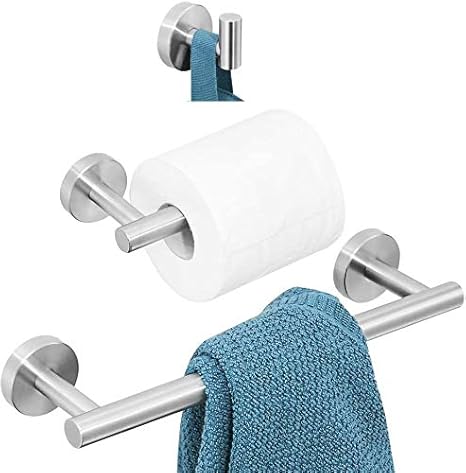 YUET Set di Portasciugamani in SUS304 Acciaio Inossidabile, 3 Pezzi Porta Gancio per Asciugamani Montaggio a Parete, 12 Pollici Porta Salviette, Porta Carta Igienica, per Cucina Bagno Argento Lucido - Honorern